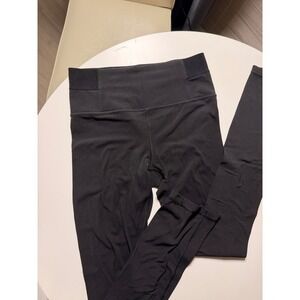 Athleta Aura Split Pant Black High Rise Ribbed Waist Leggings Women Small